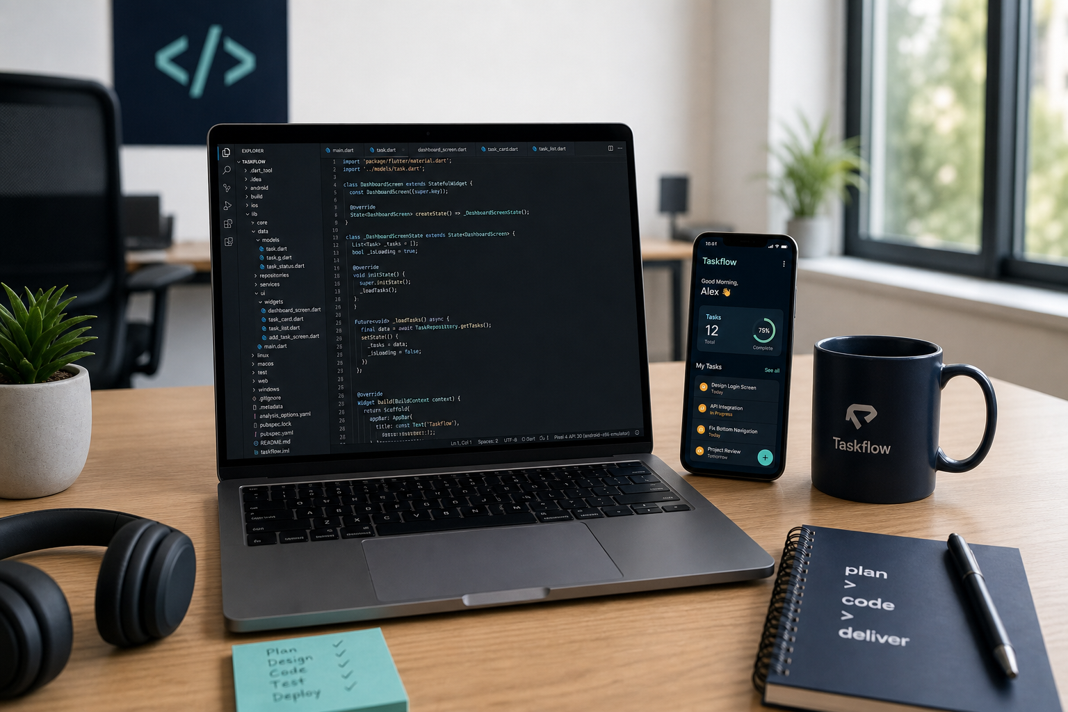 Developer workspace at Adie-Tech